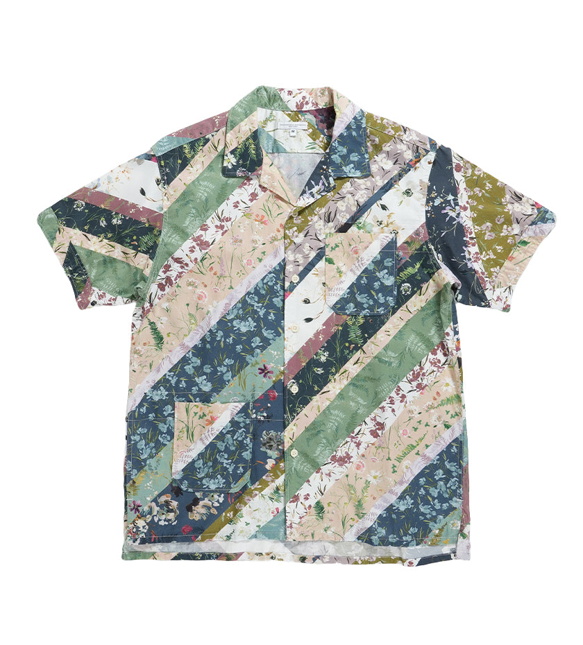 Camp Shirt (Navy Cotton Diagonal Print)