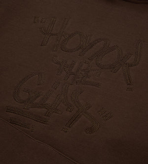 Script Embroidered Hoodie (Brown)