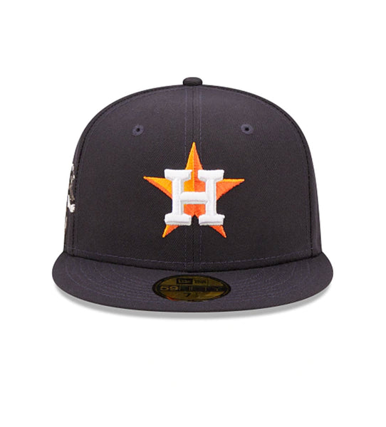 New Era 59FIFTY Houston Astros Road Authentic Collection on Field Fitted Hat Navy Orange