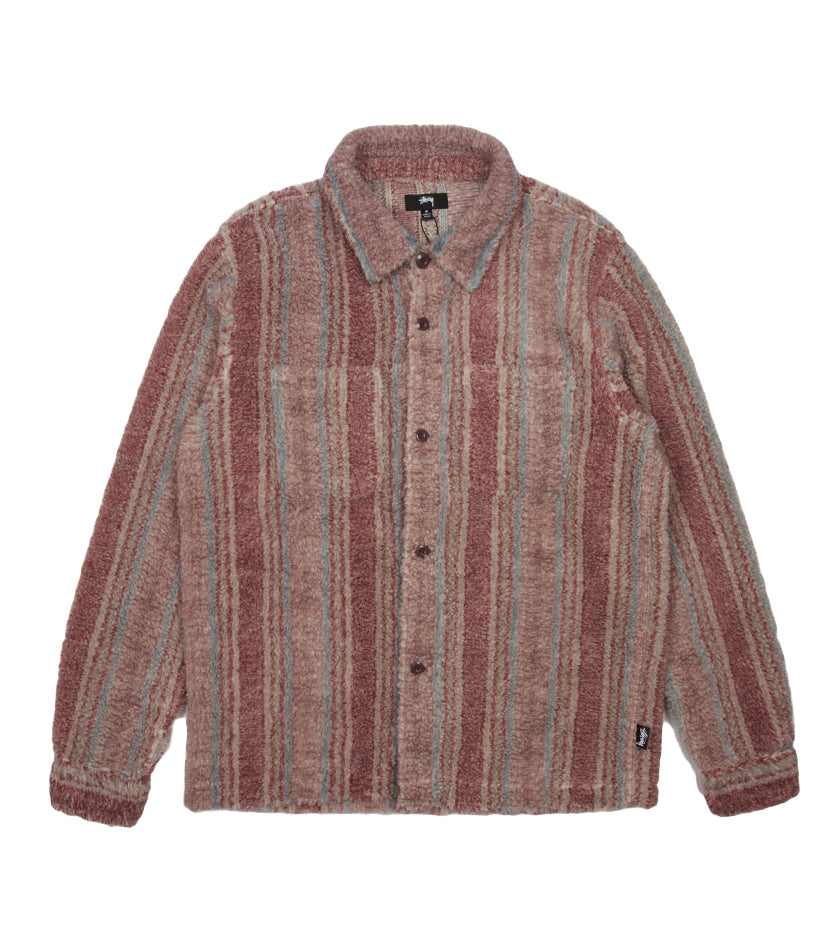 Stripe Sherpa Shirt (Berry)