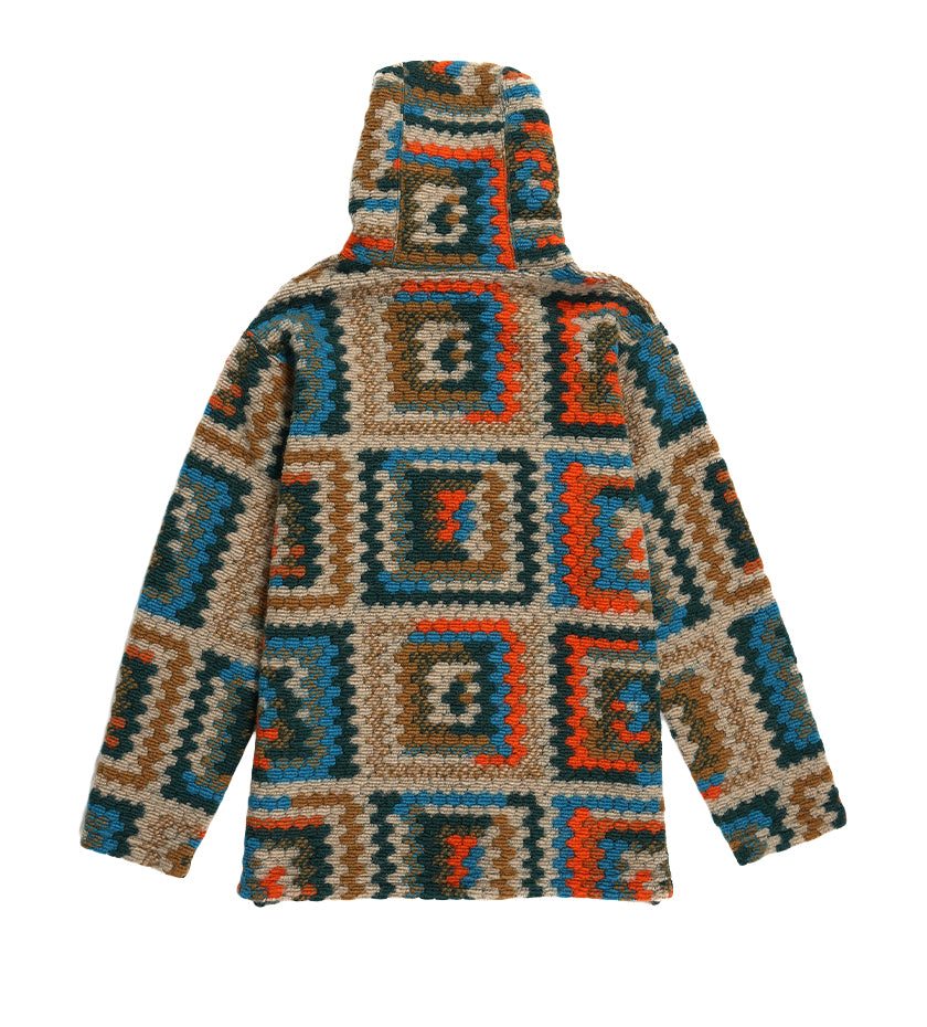 Long Sleeve Hoody (Multi Color Poly Wool Crochet Knit)