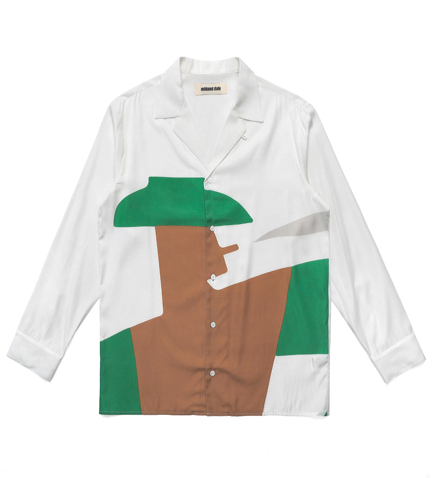 Shingo L/S Open Collar Shirt (White) – Proper