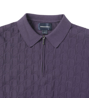 Cable Knit Zip Polo (Violet)