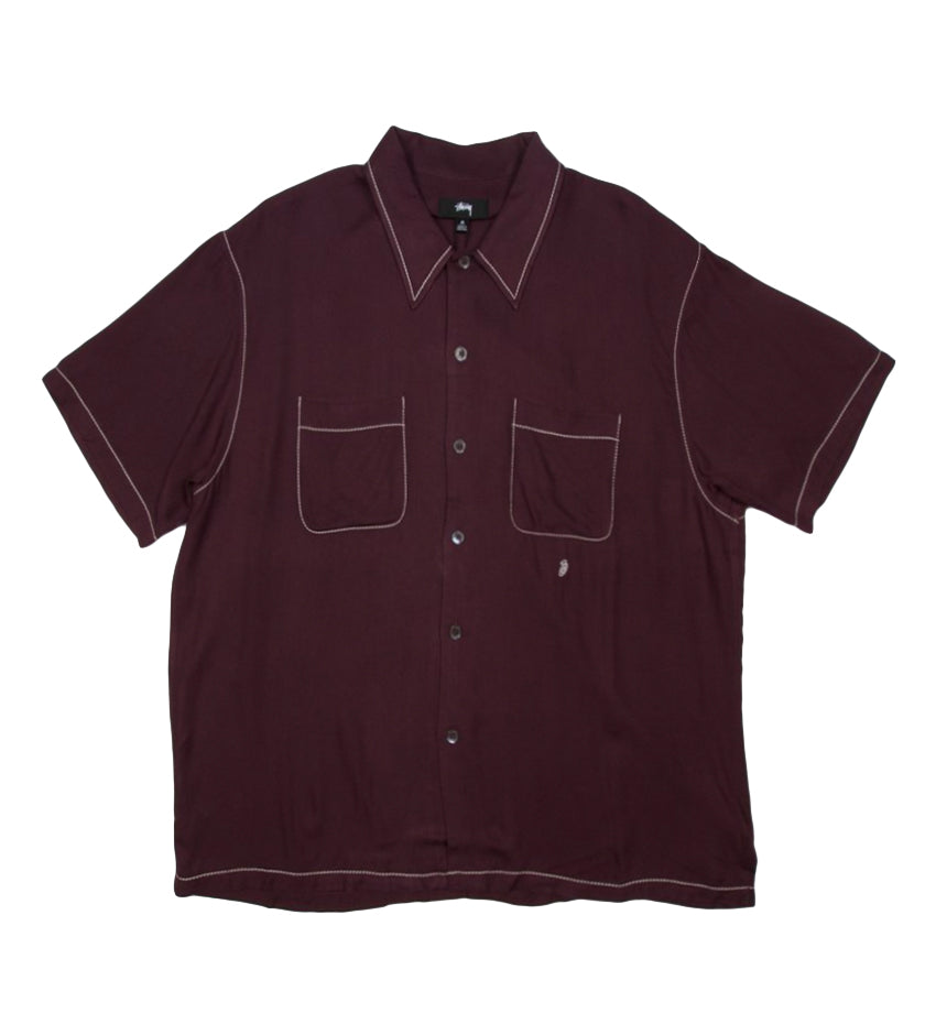 Contrast Pick Stitched Shirt (Plum)