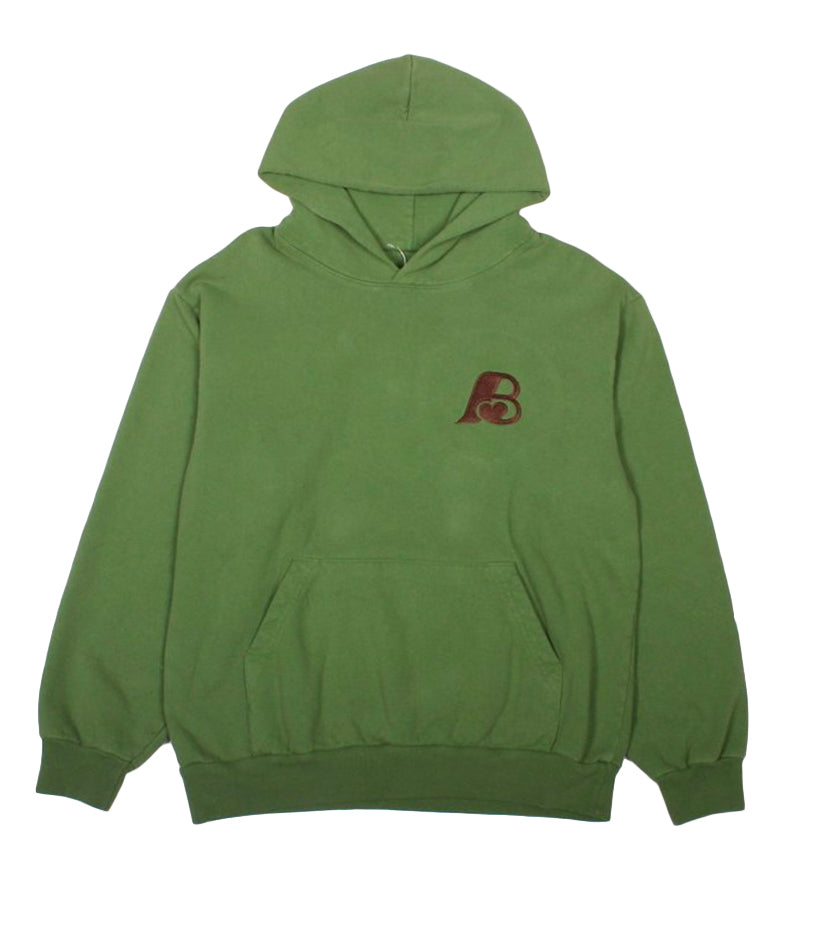 B Logo Embroidery Hoodie (Pigment Dyed Green)