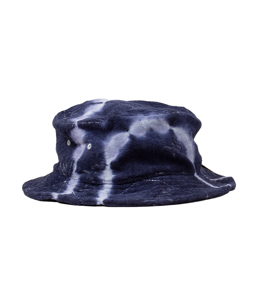 Tie Dye Jacquard Terry Cloth Bucket Hat (Navy)