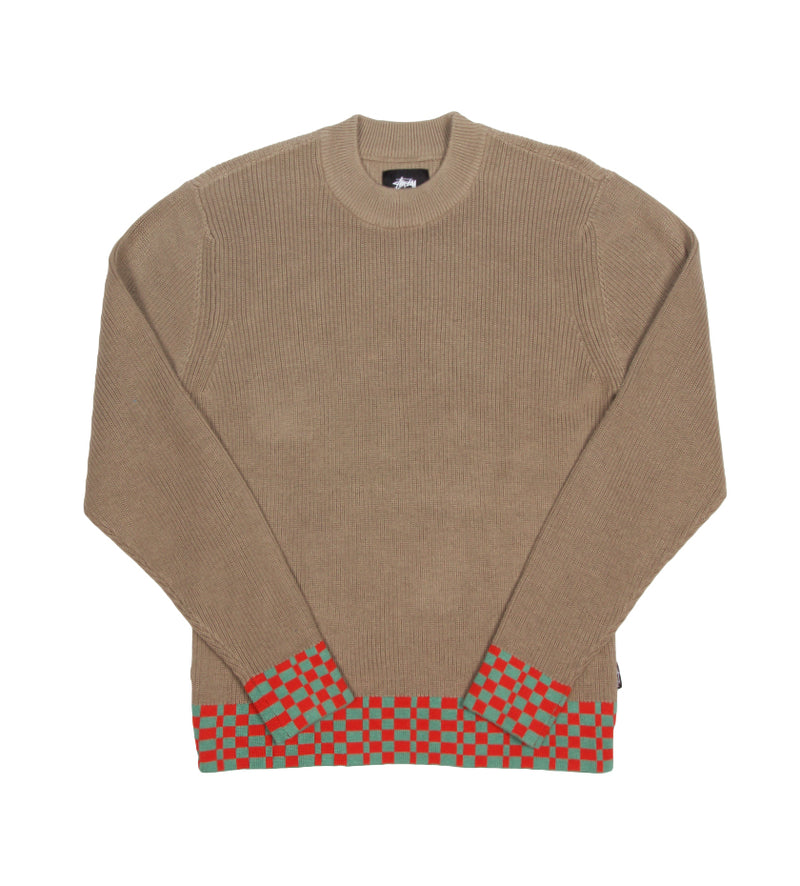Checker Trim Sweater (Sand)