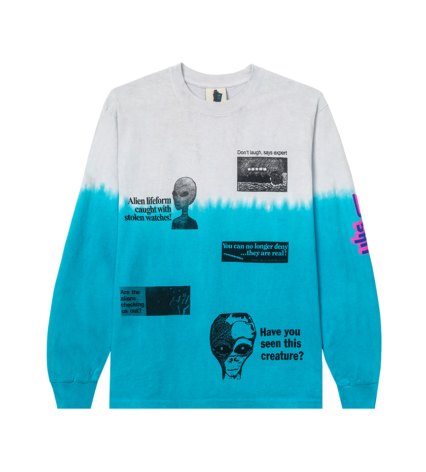Extraterrestrial Shit L/S Tee (Gray / Blue Tie Dye)