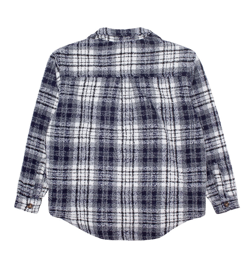 Heavy Flannel Overshirt (Navy / White)