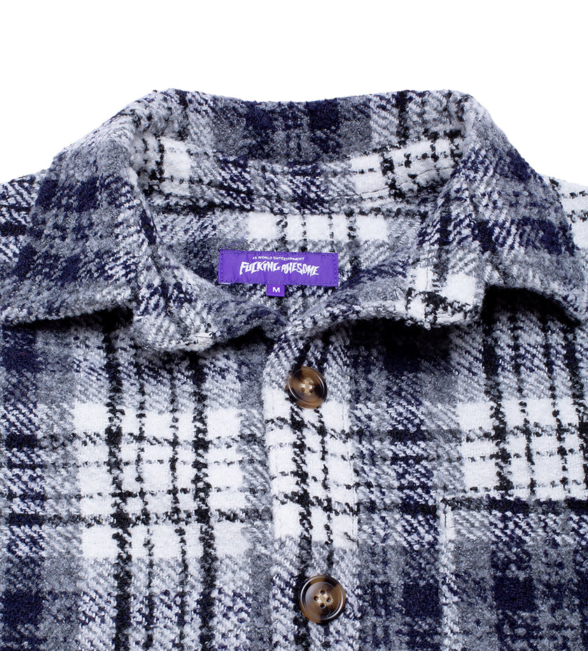 Heavy Flannel Overshirt (Navy / White)