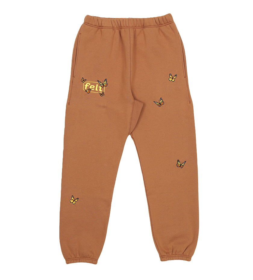 Butterfly Embroidered Sweatpant (Bark)
