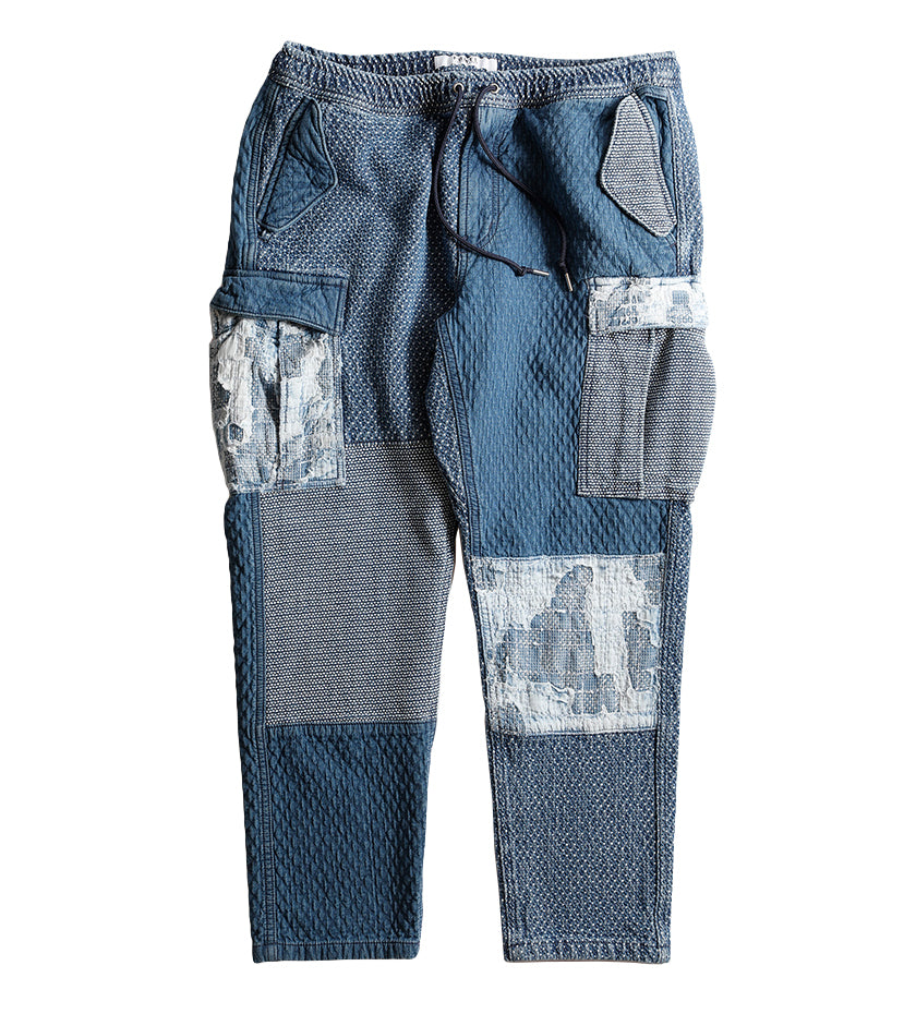 Boro Patchwork Cargo Pants 5-Year Wash (Indigo)
