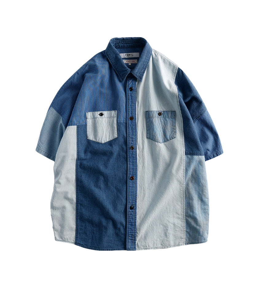 Patchwork S/S Shirt 3-Year Wash (Indigo)