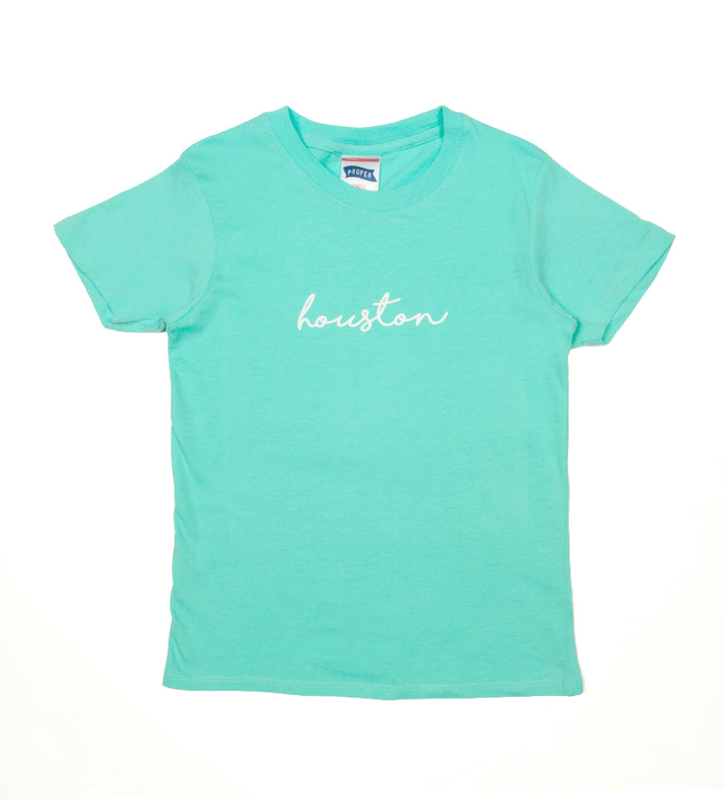 Houston Cursive Kids Tee (Seafoam)